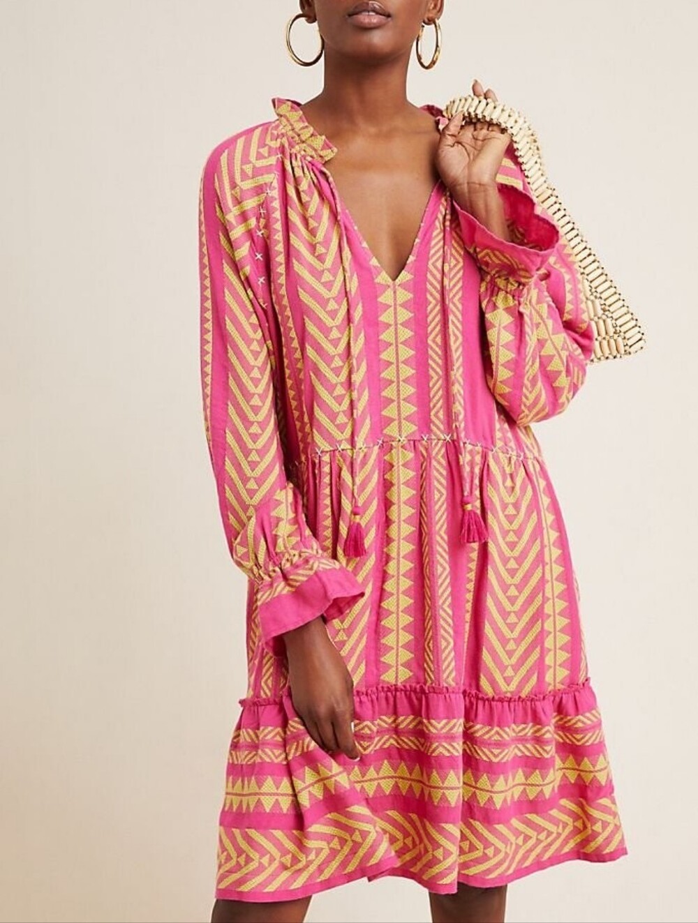 Anthropologie Maeve Dominique Tunic Dress Small Boho Embroidered Cottagecore